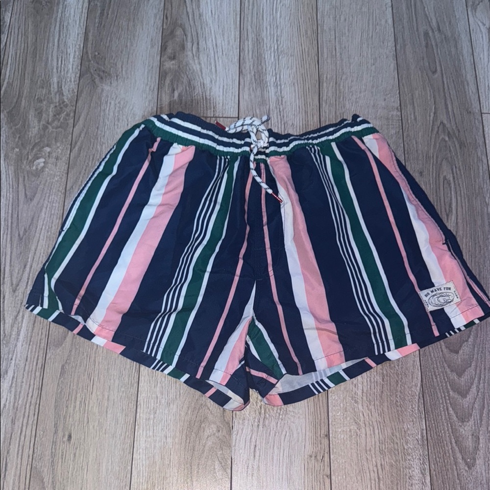 H&M Blue and Pink Swim Trunks with Adjustable Drawstring